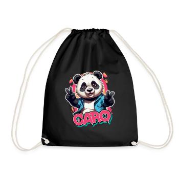 CARO - Beau nom de fille avec Cool Panda - Sac de sport léger - noir - Devant