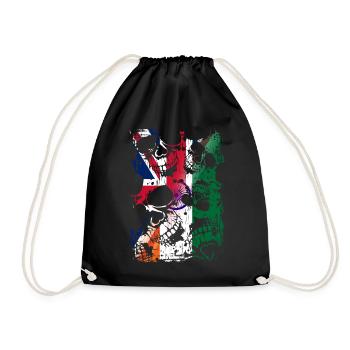 Royaume-Uni Inde Drapeau et crânes - Sac de sport léger - noir - Devant