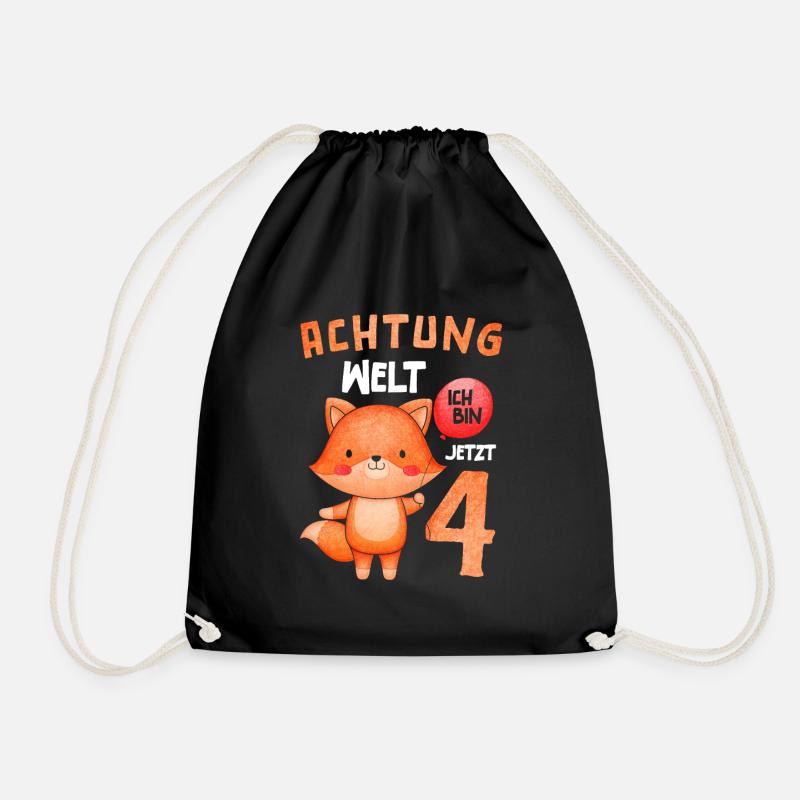 Achtung Welt Ich Bin Jetzt 4 Fuchs - Turnbeutel - Schwarz