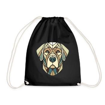 Labrador head, retriever, geometric art, polygon - Drawstring Bag - black - Front