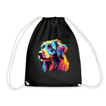 Wasserfarben Farbenfroher Petit Basset Pyrenean - Turnbeutel - Schwarz - Vorne
