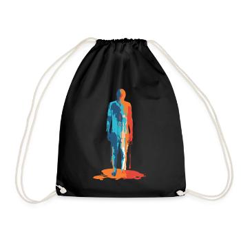 Colorful Human Abstract Silhouette - Drawstring Bag - black - Front