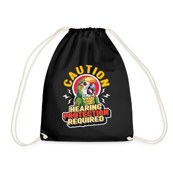 Conure Caution Hearing Protection Conure Owner - Drawstring Bag - black - Front