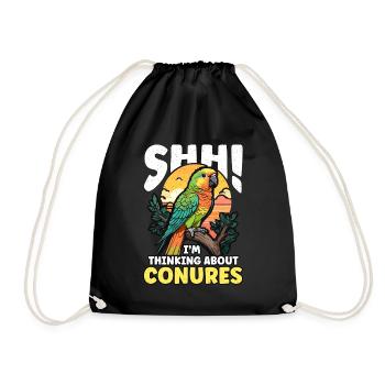 Conure Shh I'm Thinking About Parrot Conure Lover - Drawstring Bag - black - Front