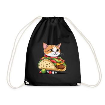 Taco Cat Cinco De Mayo Aesthetic Food Love - Drawstring Bag - black - Front
