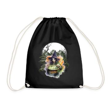 Woodland Witch Halloween Horror Witchcraft Spells - Drawstring Bag - black - Front