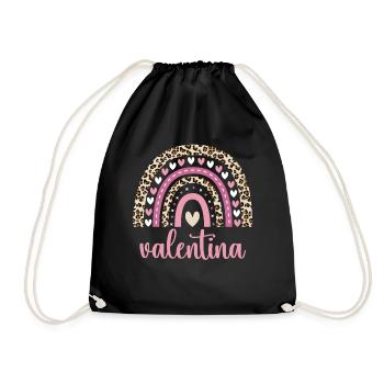 Valentina Regenbogen Name Geburtstag Valentina - Turnbeutel - Schwarz - Vorne