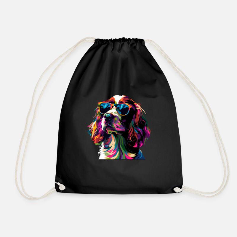 Springer Spaniel - Drawstring Bag - black