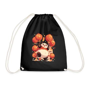 Pandabär-Laternenfest Japanischer Riesenpanda - Turnbeutel - Schwarz - Vorne