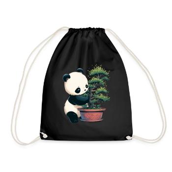 Panda Ours Bonsaï Panda géant japonais - Sac de sport léger - noir - Devant