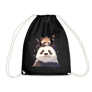 Panda Bear Tanuki Japanese Giant Panda - Drawstring Bag - black - Front