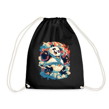 Pandabär Yokai Japanischer Riesenpanda - Turnbeutel - Schwarz - Vorne