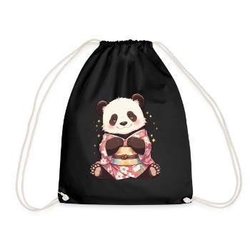 Pandabär Japanischer Kimono Riesenpanda - Turnbeutel - Schwarz - Vorne