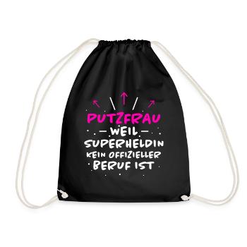 Putzfrau Spruch Reinigungskraft Putzfrau Geschenk - Turnbeutel - Schwarz - Vorne