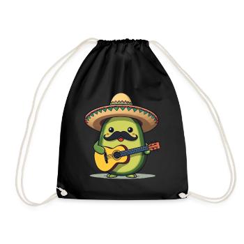 Avocado Mexikanischer Mariachi Gitarren Fiesta - Turnbeutel - Schwarz - Vorne