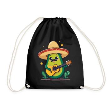 Avocado Mexican Mariachi Guitar Fiesta - Drawstring Bag - black - Front