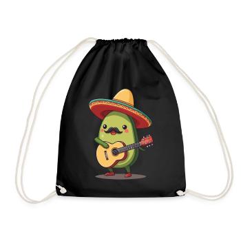 Avocado Mexican Mariachi Guitar Fiesta - Drawstring Bag - black - Front