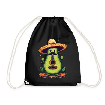 Avocado Mexikanischer Mariachi Gitarren Fiesta - Turnbeutel - Schwarz - Vorne