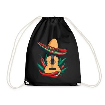 ikoniChili Mariachi Gitarrenspieler Fiesta Mexiko - Turnbeutel - Schwarz - Vorne