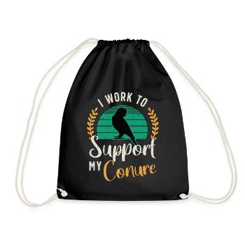 Conure I Work To Support My Parrot Conure Lover - Drawstring Bag - black - Front