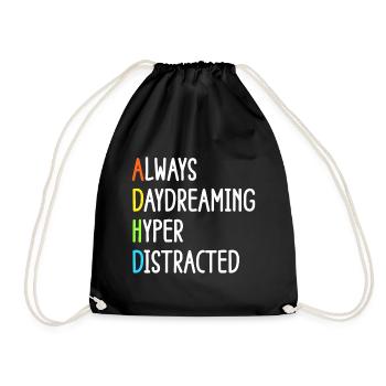 ADHD Humor And Awareness Design - Drawstring Bag - black - Front