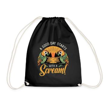 Conure A Good Day Starts Pet Bird Conure Lover - Drawstring Bag - black - Front