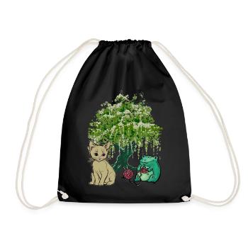 Frog, Cat, Nature, Friends - Drawstring Bag - black - Front