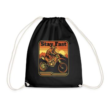 Stay Fast Motorcycle Racing Supermoto Riders - Drawstring Bag - black - Front
