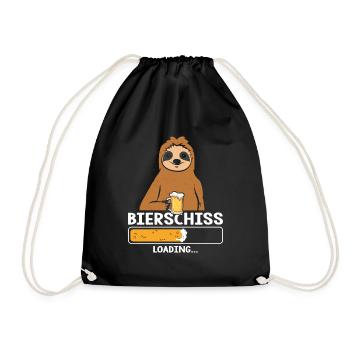 Bierschiss Loading Bier Faultier - Turnbeutel - Schwarz - Vorne