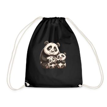 Panda Bear Family Japanese Giant Panda - Drawstring Bag - black - Front