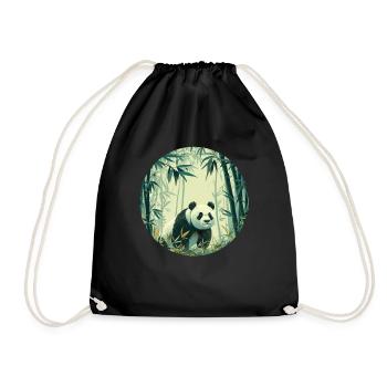 Panda Bear Bamboo Forest Japanese Giant Panda - Drawstring Bag - black - Front