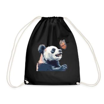 Pandabär Schmetterling Japanischer Riesenpanda - Turnbeutel - Schwarz - Vorne