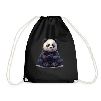 Meditating Panda Bear Japanese Giant Panda - Drawstring Bag - black - Front