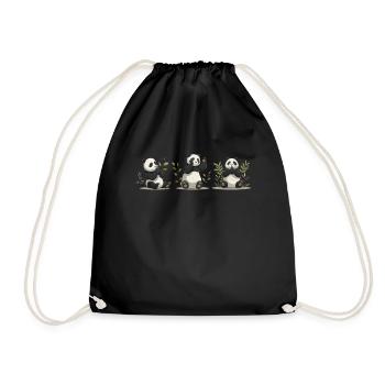 Panda Bear Yoga Japanese Giant Panda - Drawstring Bag - black - Front
