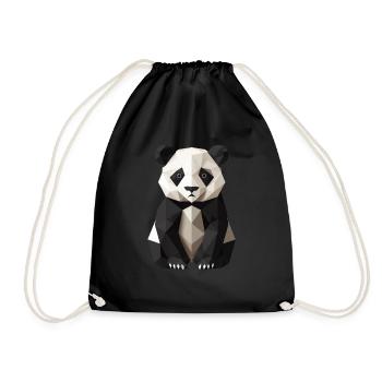 Pandabär Origami Japanischer Riesenpanda - Turnbeutel - Schwarz - Vorne