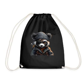 Panda Bear Pirate Japanese Giant Panda - Drawstring Bag - black - Front