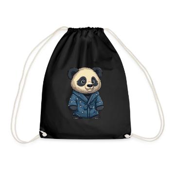 Pandabär Pyjamas Japanischer Riesenpanda - Turnbeutel - Schwarz - Vorne
