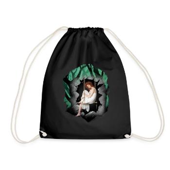 Fille, Forêt, Sensuel, Romantique - Sac de sport léger - noir - Devant