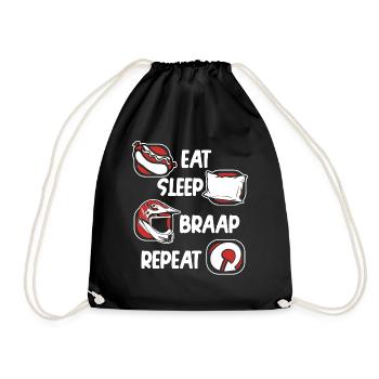 Eat Sleep Braap Repeat Supermoto Motorcycle - Drawstring Bag - black - Front