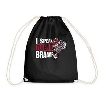 Ich spreche fließend Braaap Motorradrennen Supermoto - Turnbeutel - Schwarz - Vorne