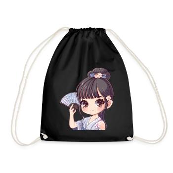 Fille d’anime avec ventilateur - Sac de sport léger - noir - Devant