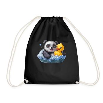 Pandabär Schaumbad Japanischer Riesenpanda - Turnbeutel - Schwarz - Vorne
