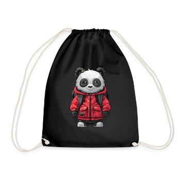 Pandabär Schulkind Japanischer Riesenpanda - Turnbeutel - Schwarz - Vorne