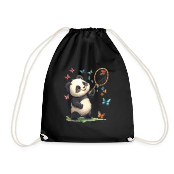 Pandabär Schmetterlinge Japanischer Riesenpanda - Turnbeutel - Schwarz - Vorne