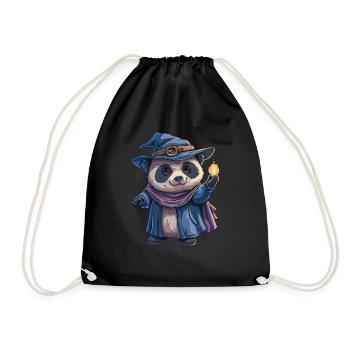 Panda Bear Wizard Japanese Giant Panda - Drawstring Bag - black - Front