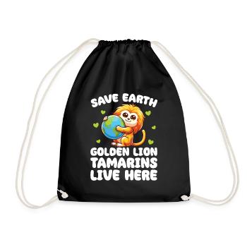 Save the Earth Golden lion tamarins live here - Drawstring Bag - black - Front