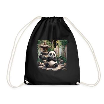 Panda Bear Zen Japanese Giant Panda - Drawstring Bag - black - Front
