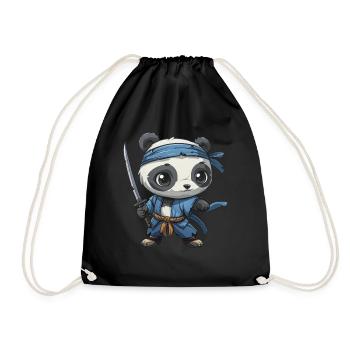 Panda Bear Ninja Japanese Giant Panda - Drawstring Bag - black - Front