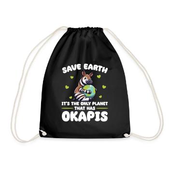 Is the only planet with Okapis Earth Day - Drawstring Bag - black - Front