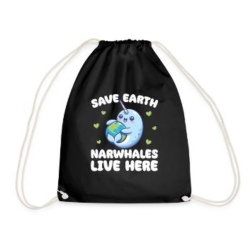 Sauvez la Terre Les narvals vivent ici Jour de la Terre - Sac de sport léger - noir - Devant